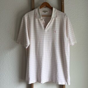 Burberry London Pink & White Striped Men’s polo sz: Large